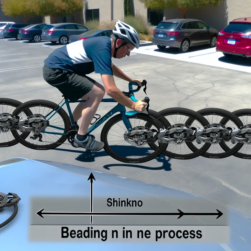 Cyclist demonstrating a proper bedding-in process for Shimano brakes.