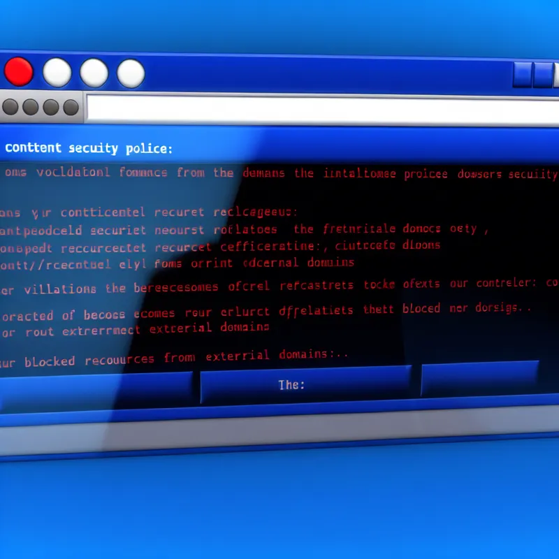Browser console showing CSP errors for blocked resources.