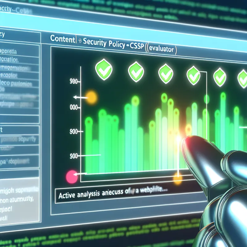 CSP evaluator tool analyzing website policies.