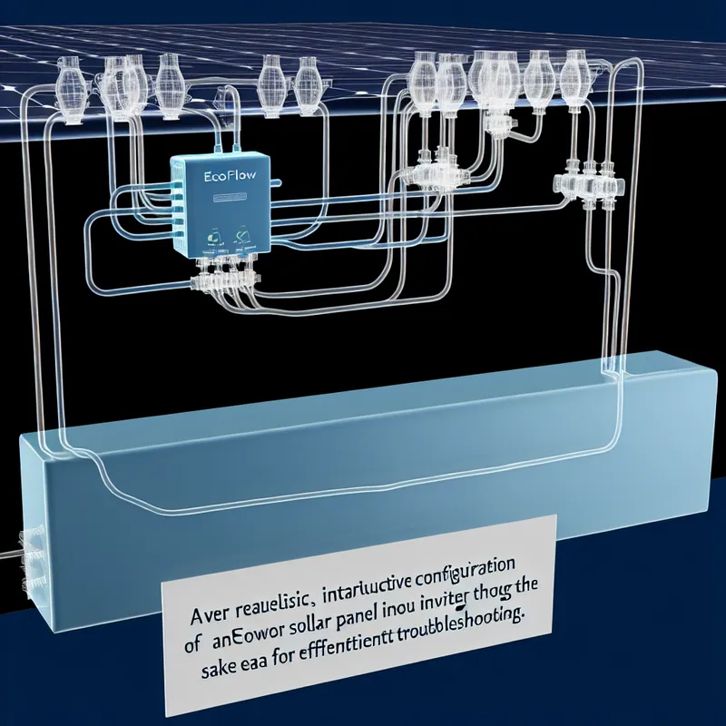 Setup diagram of EcoFlow solar panel connected to an inverter for troubleshooting.