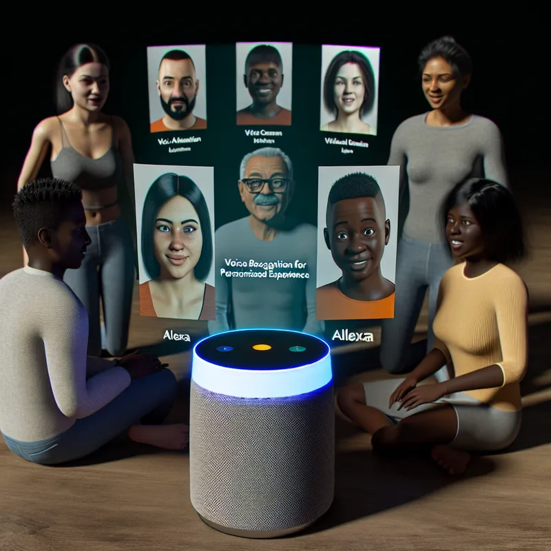Family utilizing Alexa voice profiles to manage multiple accounts on shared devices.