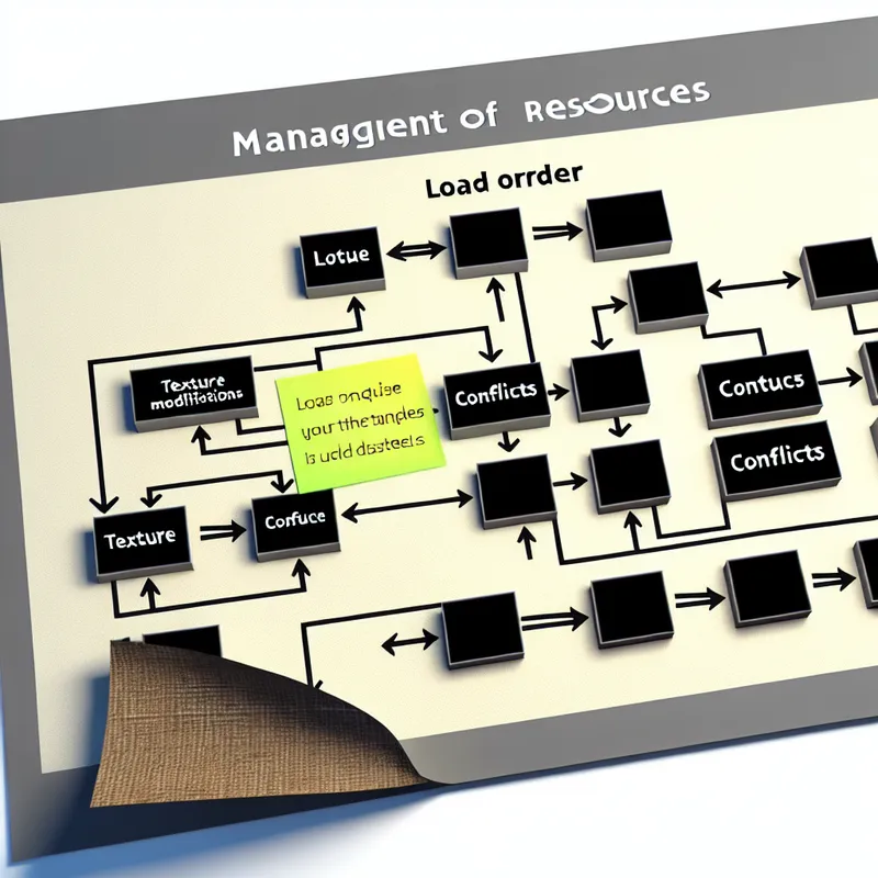 Diagram showing Minecraft texture pack management to fix conflicts.