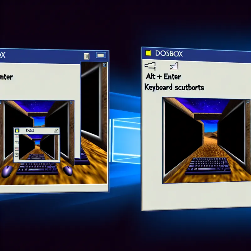 DOSBox window resizing example using Alt+Enter shortcut.