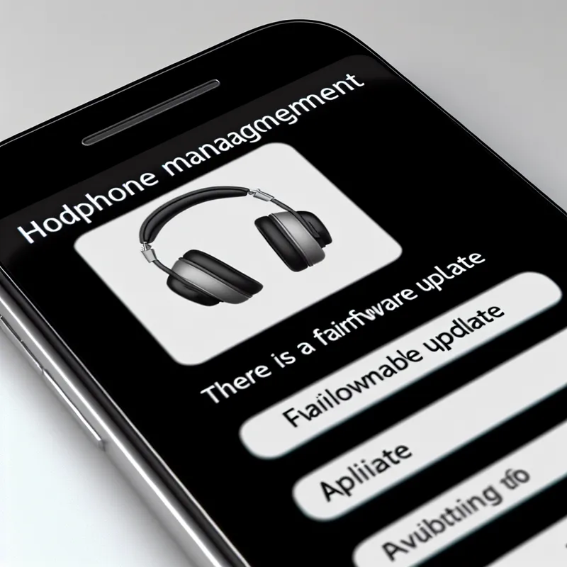 Firmware update screen for noise reducing wireless headphones